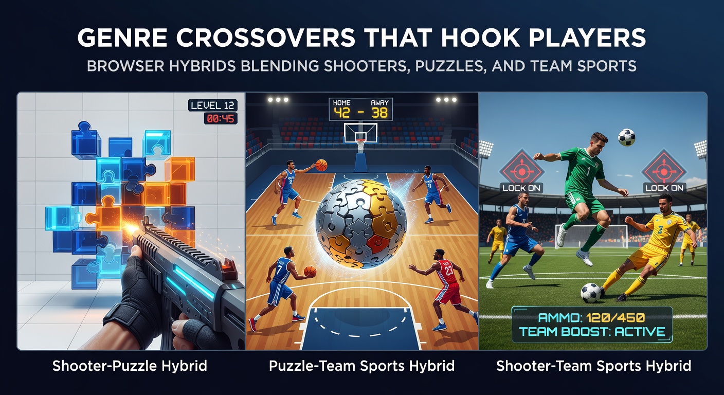 Detaillierter Blick auf ein Team in einem Browser-Hybrid, das Shooter-Action mit Puzzle-Lösungen und sportlichen Pässen verbindet